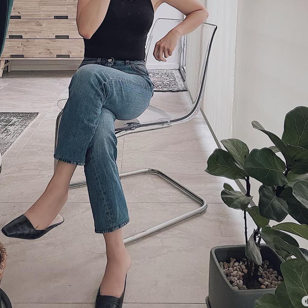 Nordic Niche TOT Original Classic Mid-High Waist Straight-Leg Twisted Seam Washed Jeans
