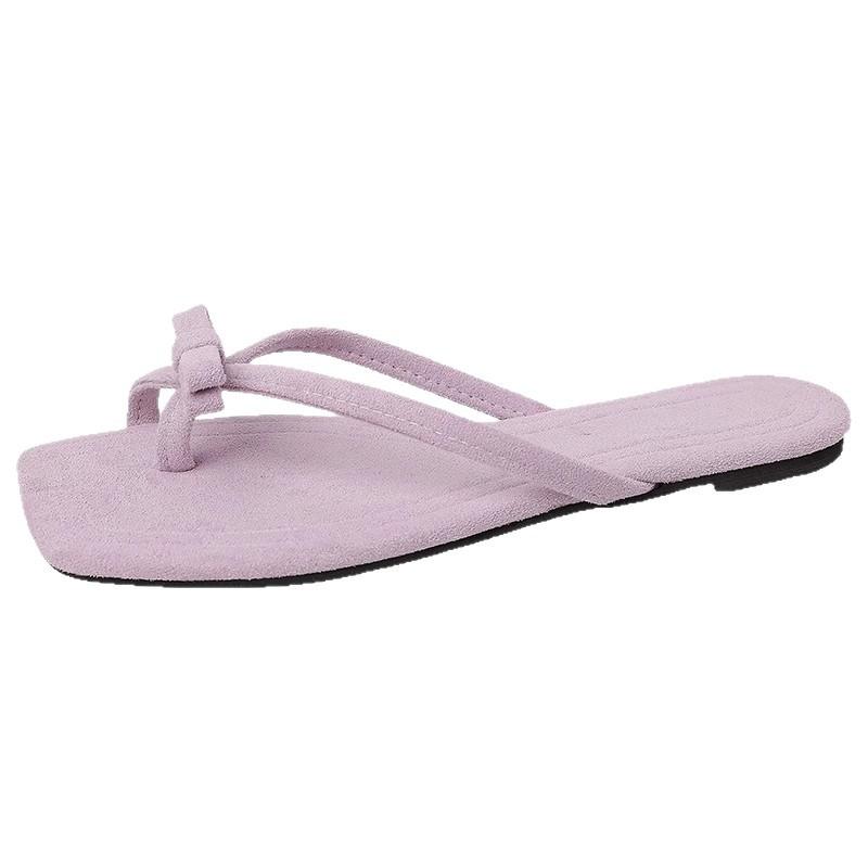 French thick heel sandals new bow cover toe cool slippers summer fairy wind vacation stepping on shit flip-flops sandals