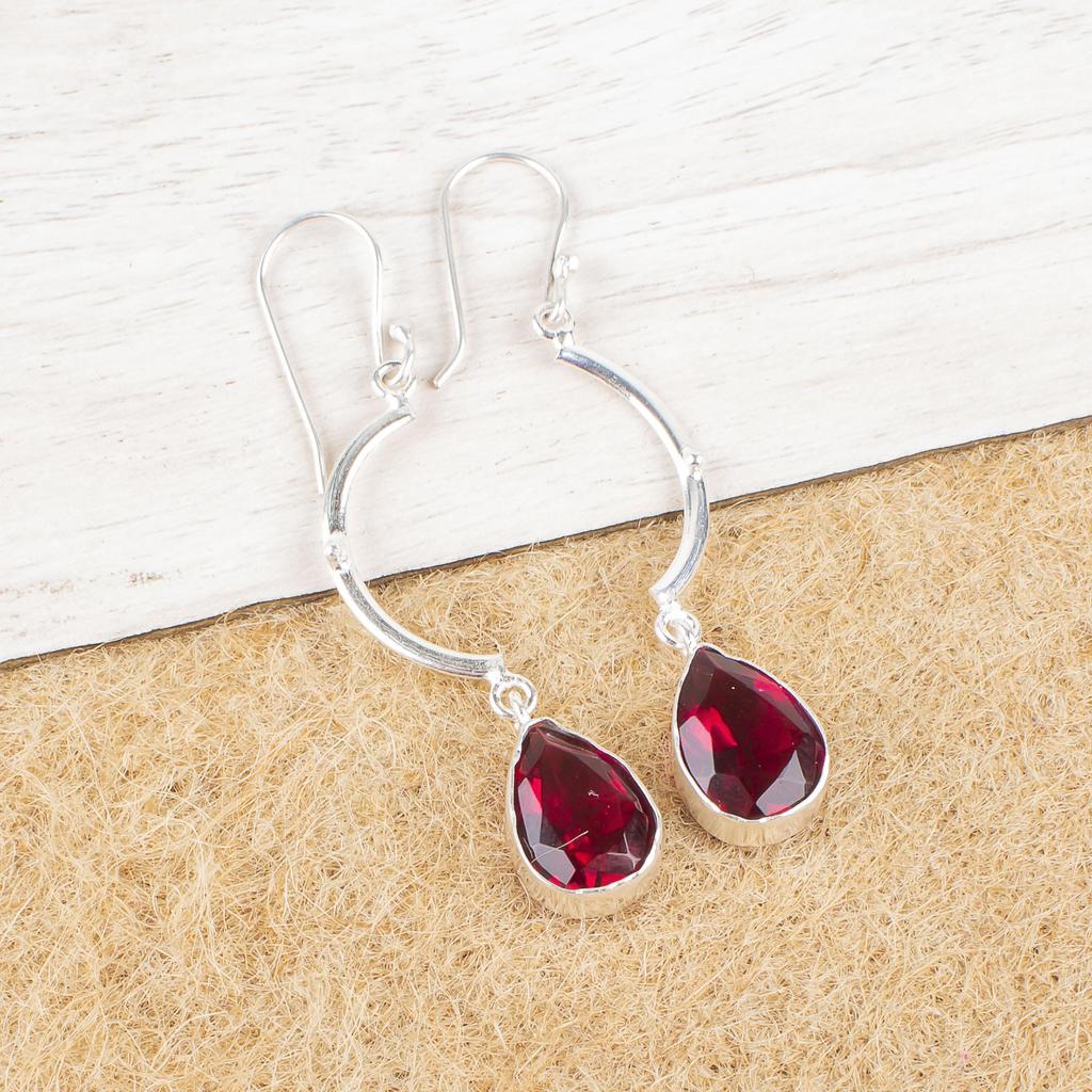 Růžové rubelitové drahokamové šperky, náušnice ze sterlingového stříbra 925, ručně vyráběné nádherné šperky, designové náušnice dárek pro ženy