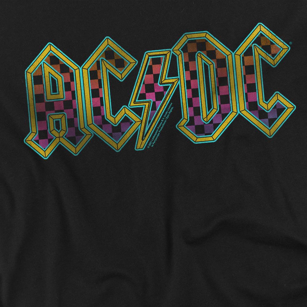 AC/DC Mens Checkerboard Gradient Logo T-Shirt