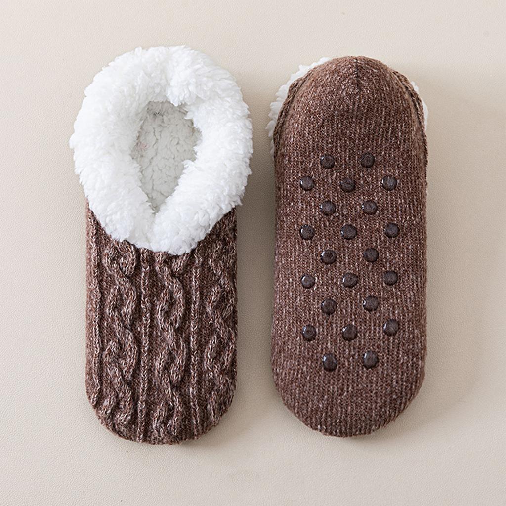 Warme gefütterte Slipper-Socken für Damen mit Noppen für den Schlaf und als Hauskleidung für drinnen
