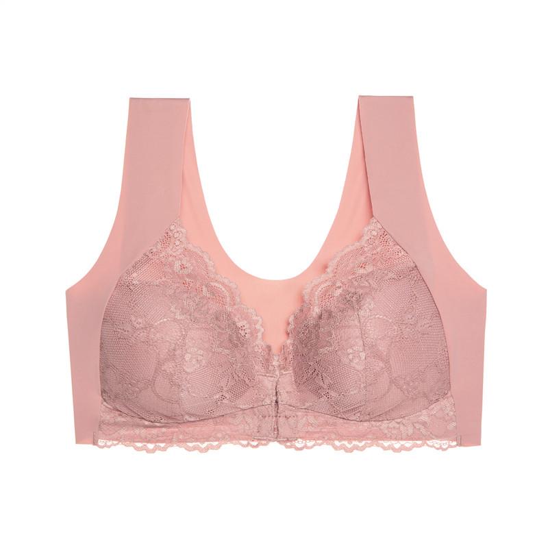 European Lace Front Buckle Plus Size Wireless Push-up Camisole Bra – Sexy Seamless with Beautiful Back Design
