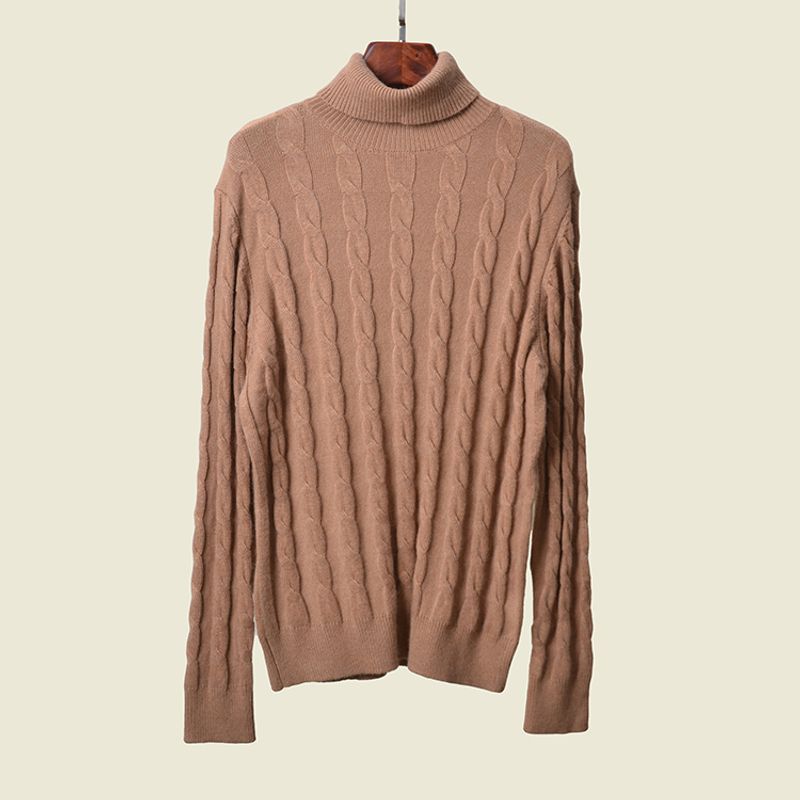 

Foreign Trade Autumn and Winter Twist Turtleneck Bottoming Sweater Long sleeve 2022 Korean Style Lazy Loose Warm Goat Sweater Brown S