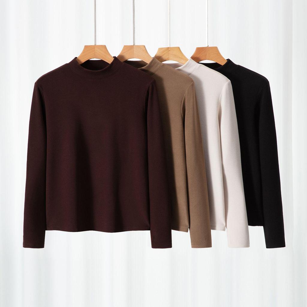 Women's Lyocell Brushed Fleece Slim Fit Long Sleeve Top for Autumn/Winter