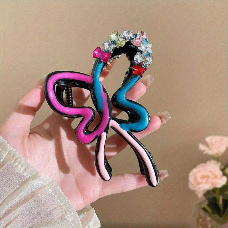 2Pcs Dopamine Style Butterfly Hair Clip With Rhinestones, High-end and Exquisite Hairpin for Back of Head, Fashionable and Chic Hair Accessories