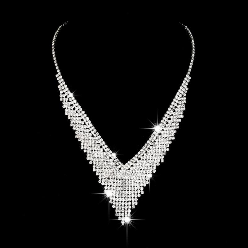 BLINGBAY Damen-Schmuckset, süßes Hochzeits-Braut-Accessoires, Kupfer-Strasssteine, wunderschönes elegantes Halsketten-Ohrring-Set, modernes Damen-Schmuckgeschenk