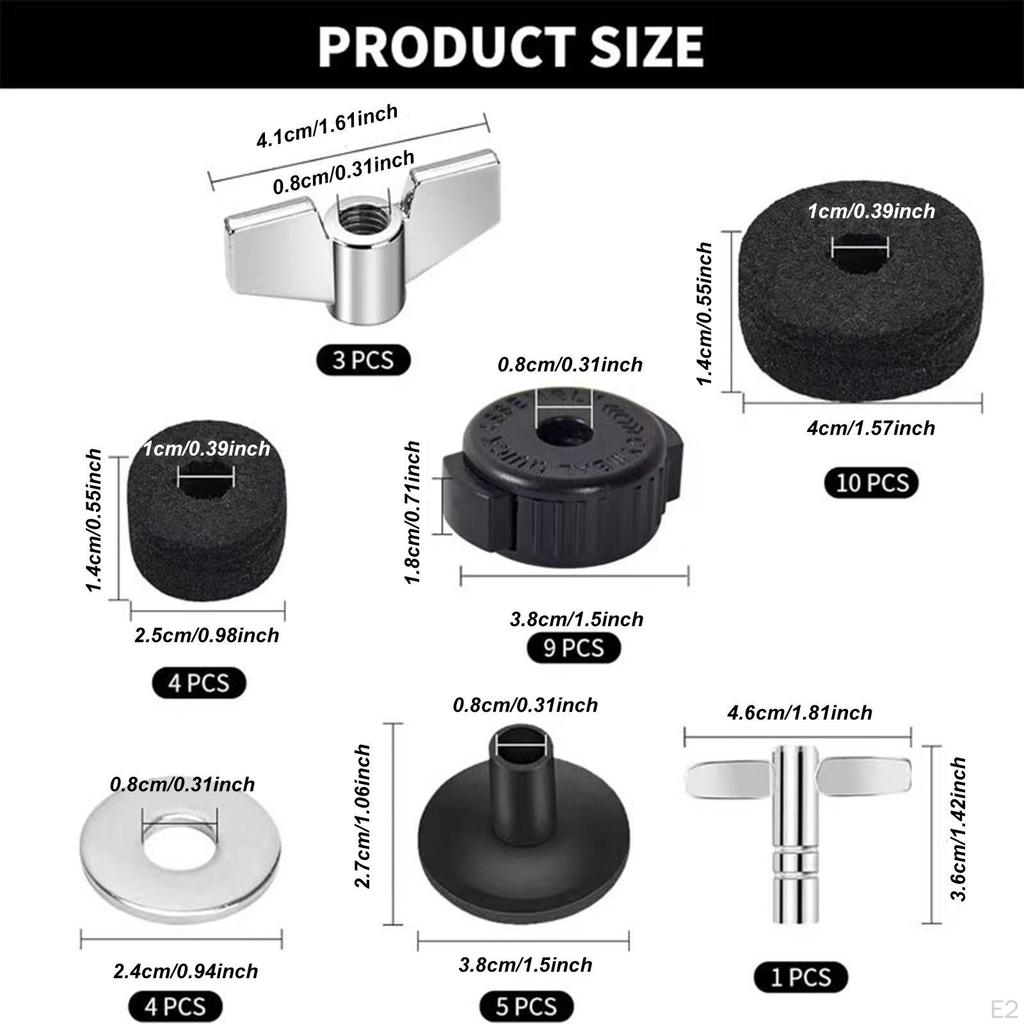 Cymbal Stand s Washer Sleeves Stable Performance Replacement Reduces Shaking Drum Set Parts 36Pcs