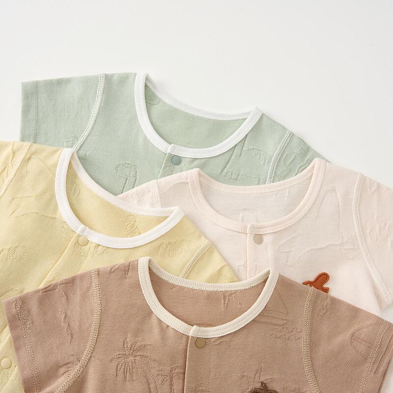 TONGTAI Baby Jacquard Pure Cotton Short Sleeve Romper