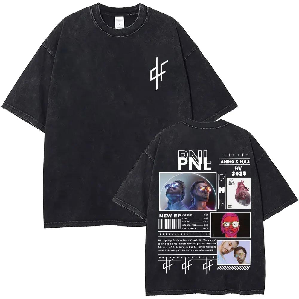 

2026 Washed Vintage French Rap Band PNL Album Le Monde Chico Graphic Tshirt Men Women Hip Hop Casual Oversized Short Sleeve T Shirts L бежевый