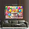 2D Happy Birthday Backdrop Colorful Cake Balloon Photography Background