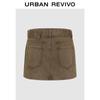 Women's Retro Washed Belted Mini Skirt