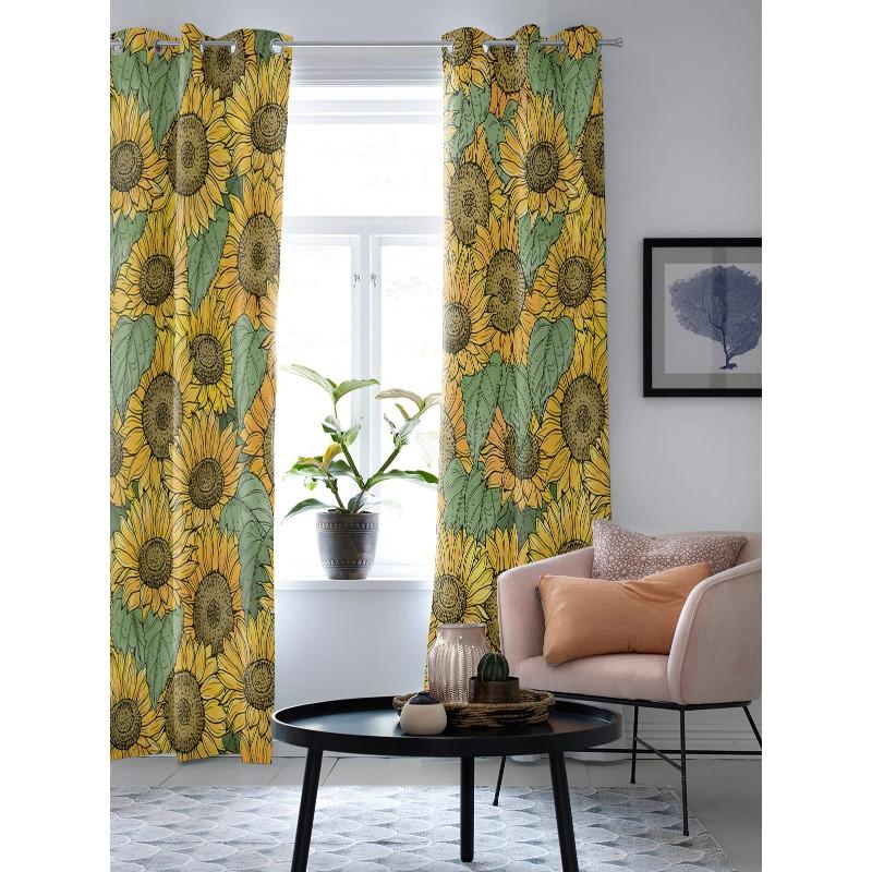 Pflanze Blume Sonnenblume Luxus Fenster Vorhang für Wohnzimmer Schlafzimmer Heimdeko Küche für Fenster Vorhänge