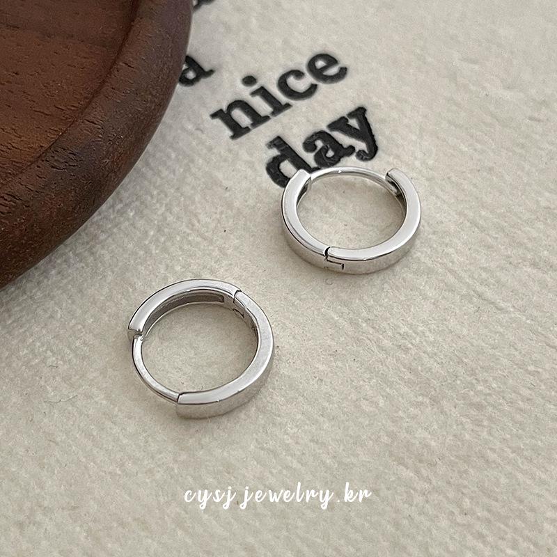 Cui Yan S925 Sterling Silver Korean-Style Simple Hoop Earrings - Summer Classic for Women Sterling Silver 925