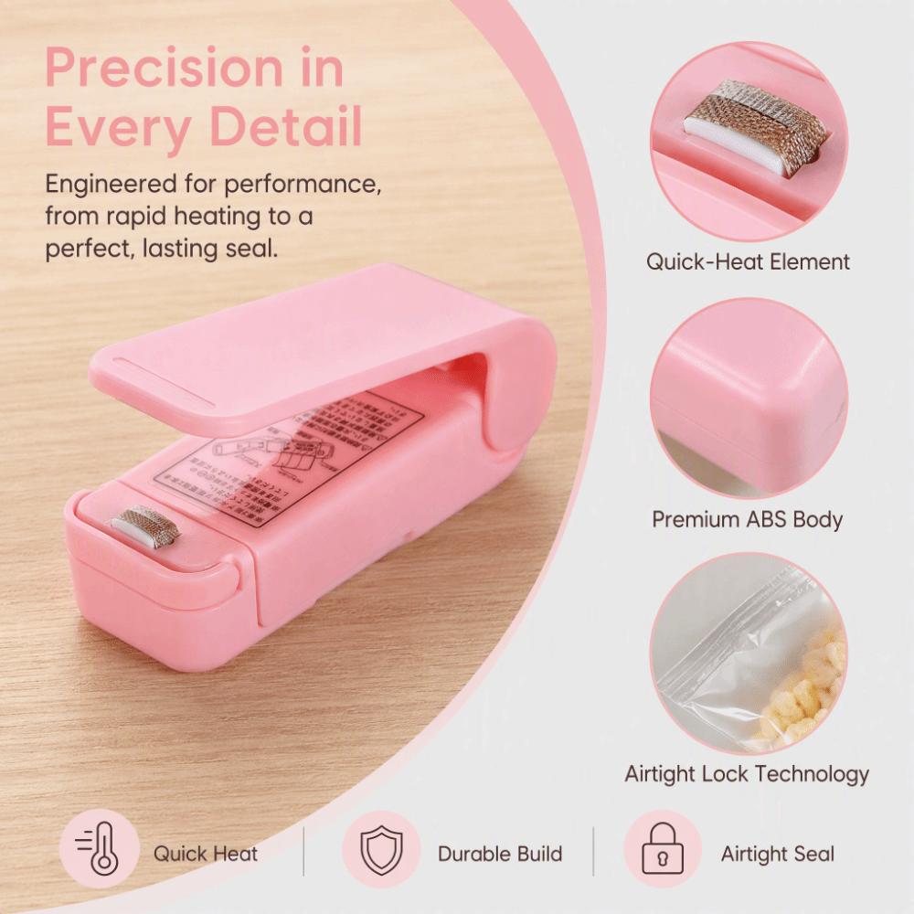 White Handheld Heat Sealer ABS Portable Sealing Machine Mini Vacuum Bag Sealer  Outdoors Use