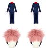 Durable And Comfortable Jujutsu Kaisen Yuji Itadori Cosplay Outfit With Synthetic Wig