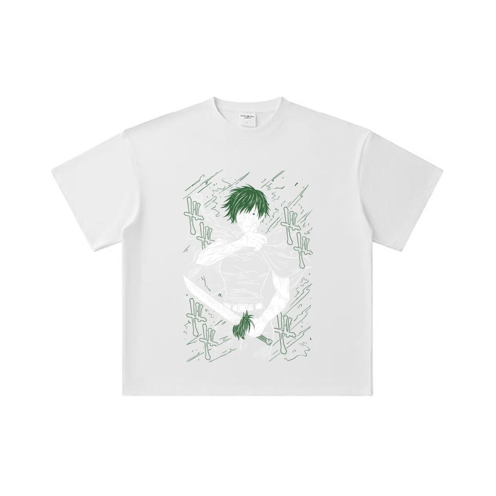 260 GSM Double Yarn 32 Count 100% Cotton Jujutsu Kaisen V10 Maki Print Unisex Heavy Cotton T Shirt