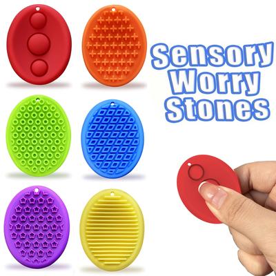 1pc Textured Soft Stress Relief Stone, Sensory Fidget Toy for Autistic Kids, Anxiety Calming Student Prize Decompression Toy