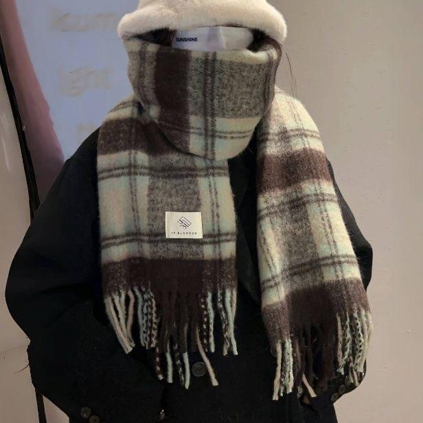 New Maillard High End Plaid Student Scarf Couple Shawl Retro Plaid Same Style Men's Scarf