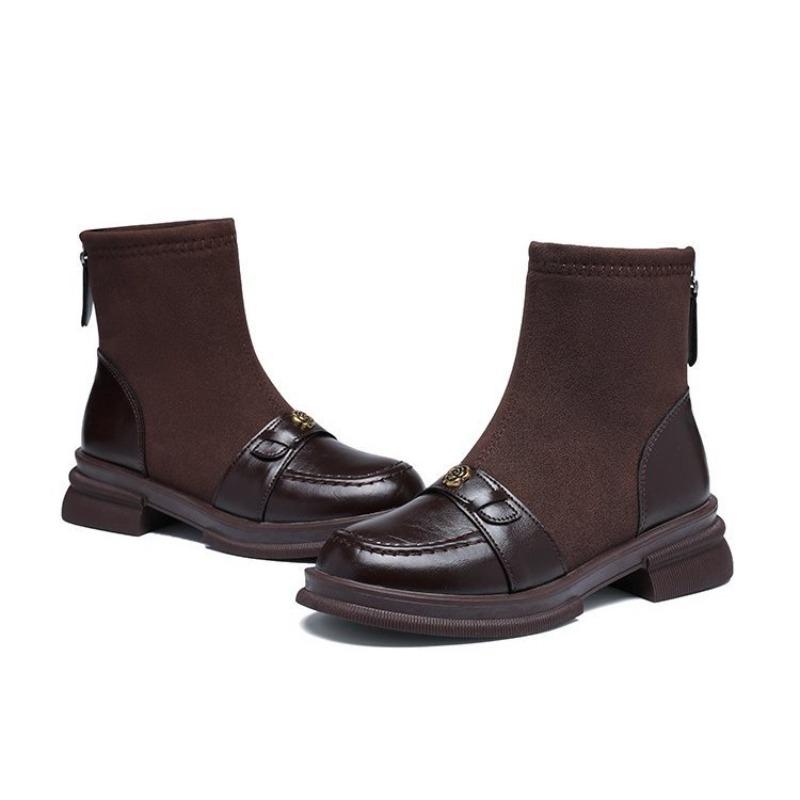 Retro Soft Leather Thick-soled Sock Boots, New Slim Boots, Short Boots and Women's Shoes
