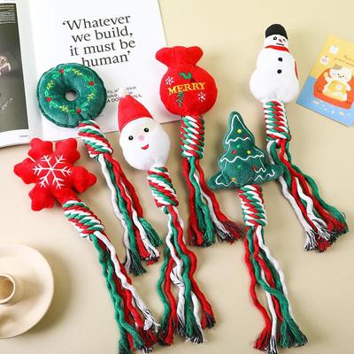 Christmas Pet Chew Toys Dog Rope Toy Puppy Chew Training Toy for Christmas Dog Puppy Pets Chewing Playing Dog Squeakey Chew Toys