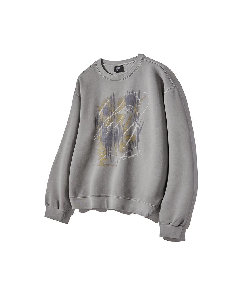 GAKKAI UNIONS Glitch Pigment Sweatshirt Stone Grey