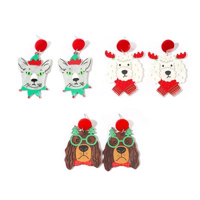 Europäische & Amerikanische Weihnachten Katze, Hund, Schaf Acryl Hängeohrringe für Frauen