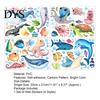 Background Stickers 1 Set Wall Sea Turtle Octopus Fish Cartoon Self-adhesive Decals Bright Color PVC Marine Life Posters Home Decor