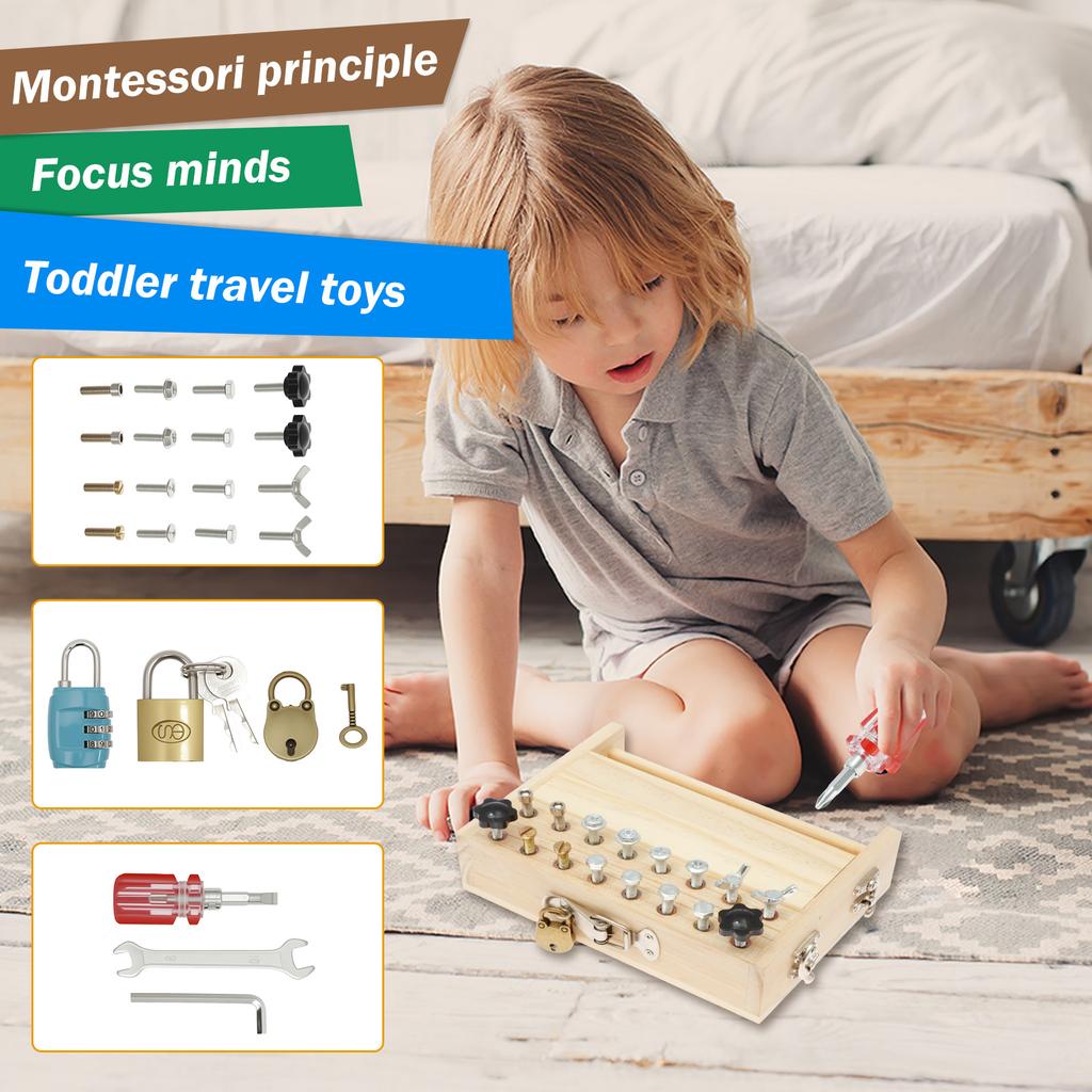 Wooden Screwdriver Board Toy Portable Screwdriver Board Learning Toy Educational Present for Travel 3 to 8 Years Old Kid