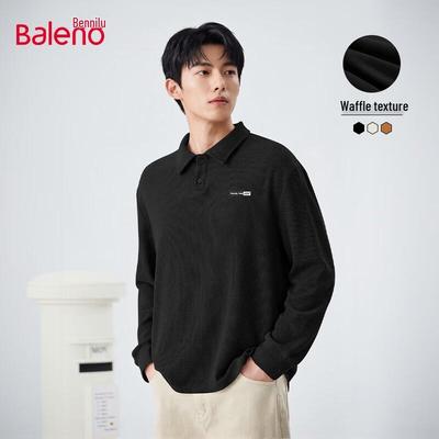 Polo à manches longues en maille gaufrée pour homme Baleno