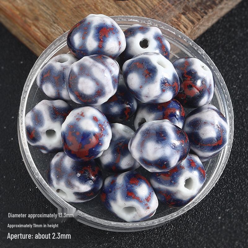Retro Colored Irregular Ceramic Rhombus Beads for Bracelets