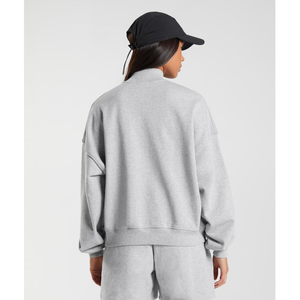 Gymshark Rest Day Sweats 1 2 Zip Pullover Light Grey Core Marl B3a9j Gbcn