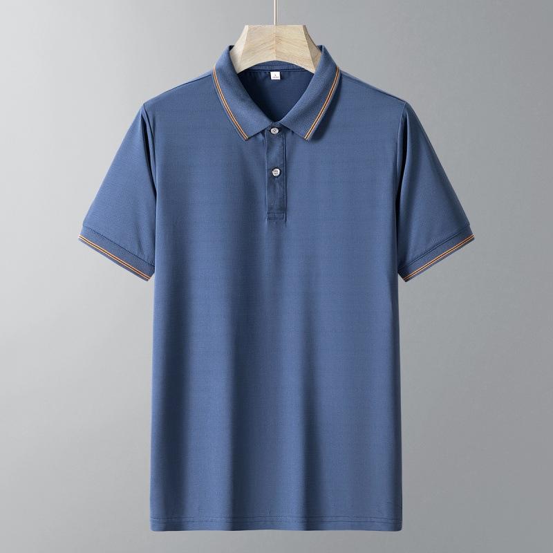 Ice Silk Polo Shirt Men'S Short-Sleeved T-Shirt Summer New Trend Solid Color Ice Cool Breathable Lapel Half-Sleeved Men