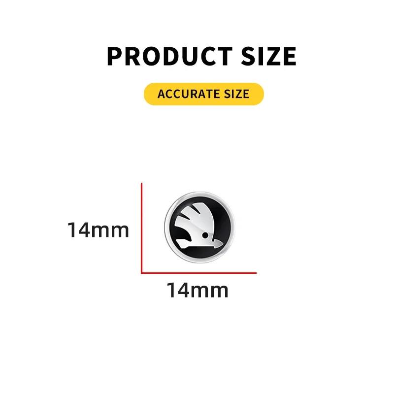 Naujas 11 mm 14 mm automobilio rakto emblema Metalinė lipduko logotipas Skoda Octavia Rapid Kodiaq Karoq Fabia Kamiq Superb Derivative Vision
