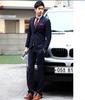 Men's Navy Blue & Black Korean Slim Fit Formal Business Suit Set for Weddings