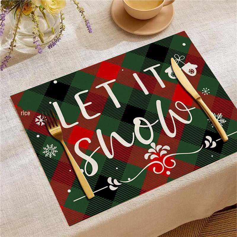 New Year Christmas Table Mat Print: Simple Home Tablecloth Placemat and Decoration