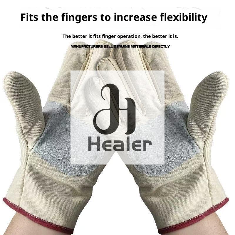 1 Pair Canvas Gloves Wear-resistant Welder Maintenance Canvas Gloves Double Thickened Protective Labor Protection Canvas Gloves