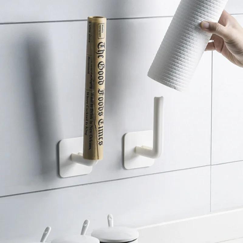 2-Pack L-Shaped No-Drill, Invisible Hooks | Multi-Purpose Strong Adhesive Hooks | Kitchen Dish Towel Hooks for the Lazy