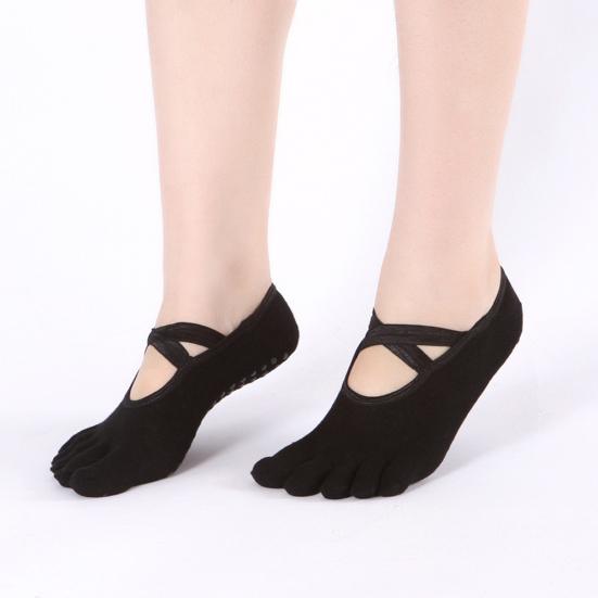 Șosete Sport din Bumbac Respirabil pentru Yoga, cu Prindere la Degete și Glezne, Cinci Degete, Ciorapi Antiderapanți