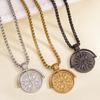 Sunflower Medallion Embossed Pendant Necklace, Versatile Long Sweater Chain