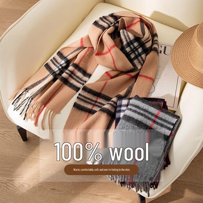 Premium British Plaid 100% Wool Scarf & Shawl