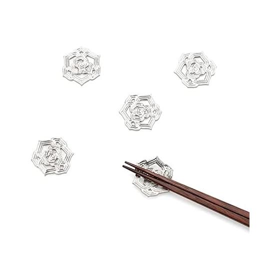 Nousaku Chopstick Rest Rose - 100% Tin, Rose Motif, Yumi Rose, Compatible with Pendant Top
