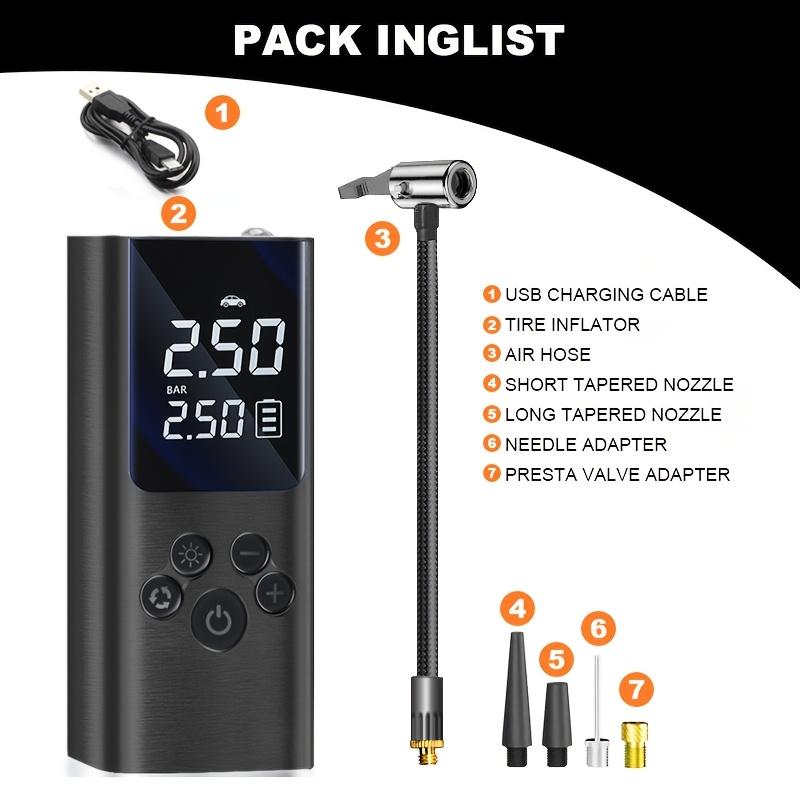 150PSI Cordless Tire Inflator Portable Tire Inflator, 150PSI Cordless Air Compressor with Digital Gauge & LED Light, USB Rechargeable, Fast Inflation