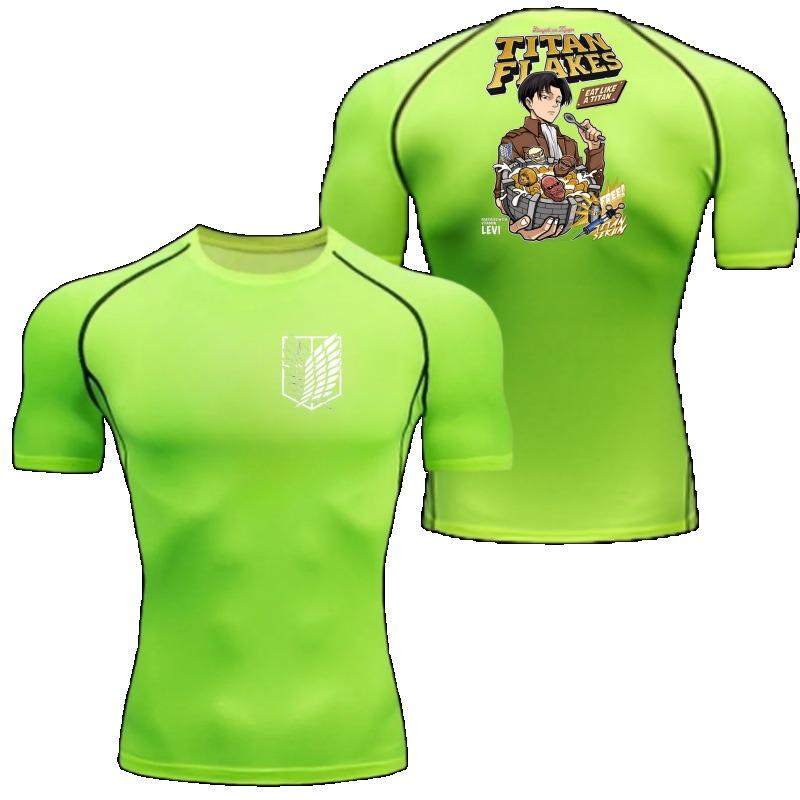 Men Compression T-Shirt Fitness Running Sports Quick-Dry Wings Freedom Breathable Short Sleeves Stretchy Fabric Summer Workouts