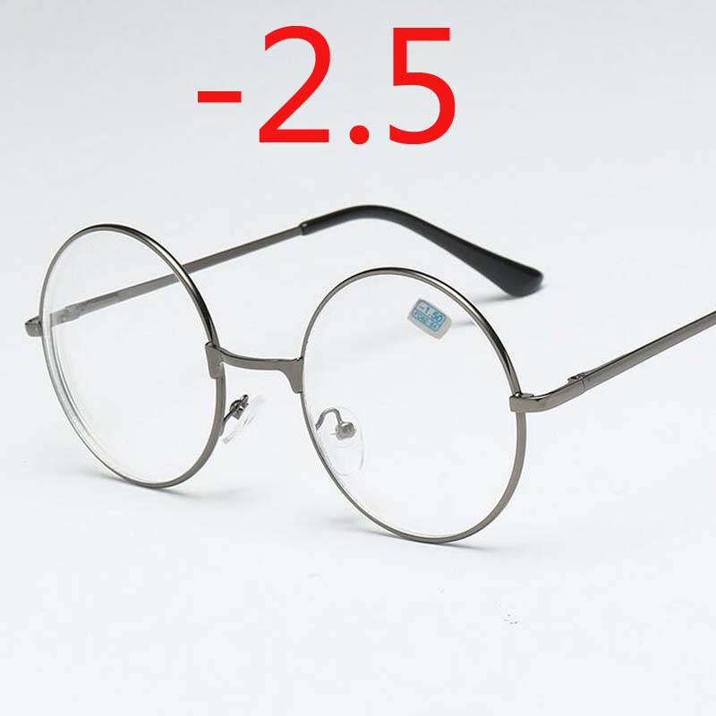Round Glasses Woman Men Glasses Retro Myopia Optical Metal Frames Clear Lens Black Silver Gold Eyeglasses -1.0 -1.5 -2.0 To -4.0