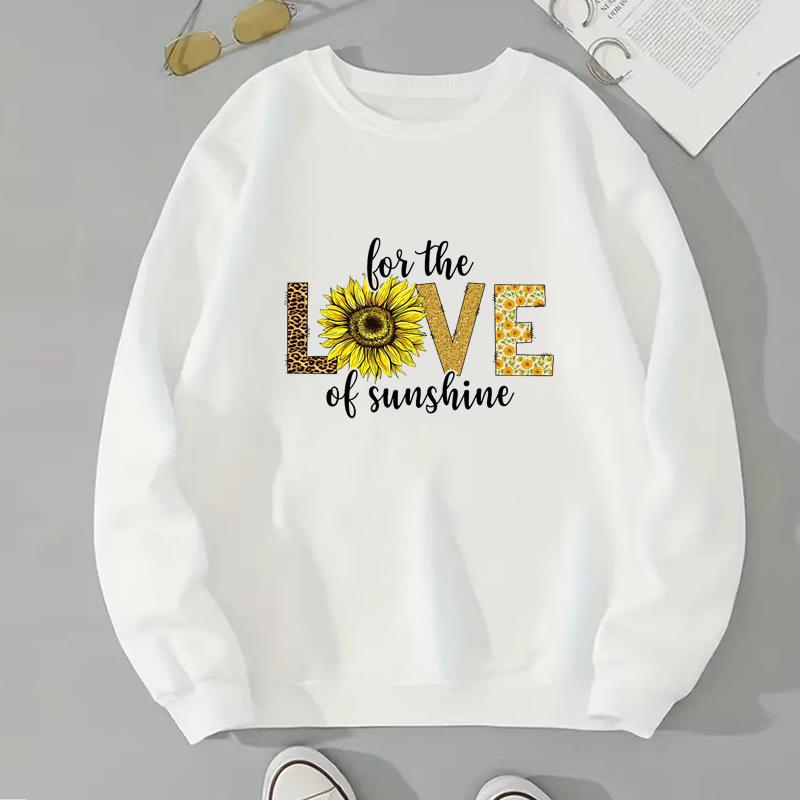 

(Asian Size) Women Print Spring Love Style Flower Trend Autumn Winter Lady Print Fashion Casual Pullovers Fleece Clothes Graphic Sweatshirts