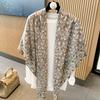 Blue Retro 130 Square Scarf Summer Air-Conditioned Room Shawl Sunscreen Silk Scarf Spring And Autumn Linen Scarf