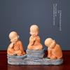 Zen Little Monk Resin Ornaments - Chinese Style Home Decor for Porch or Bookcase