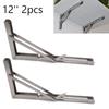 2pcs 12'' Table Bracket Stainless Steel Wall Mounted Folding Table Shelf Support Bracket for Home Marine Boat Yacht Accessories