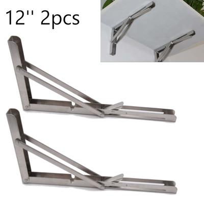 2pcs 12'' Table Bracket Stainless Steel Wall Mounted Folding Table Shelf Support Bracket for Home Marine Boat Yacht Accessories