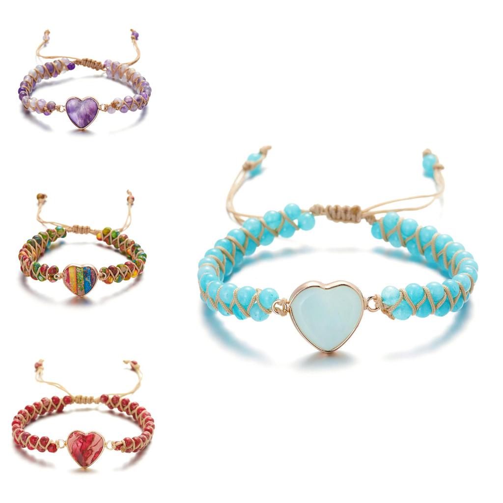 Handmade Heartshaped Bracelet Gemstone For Summer Fashion